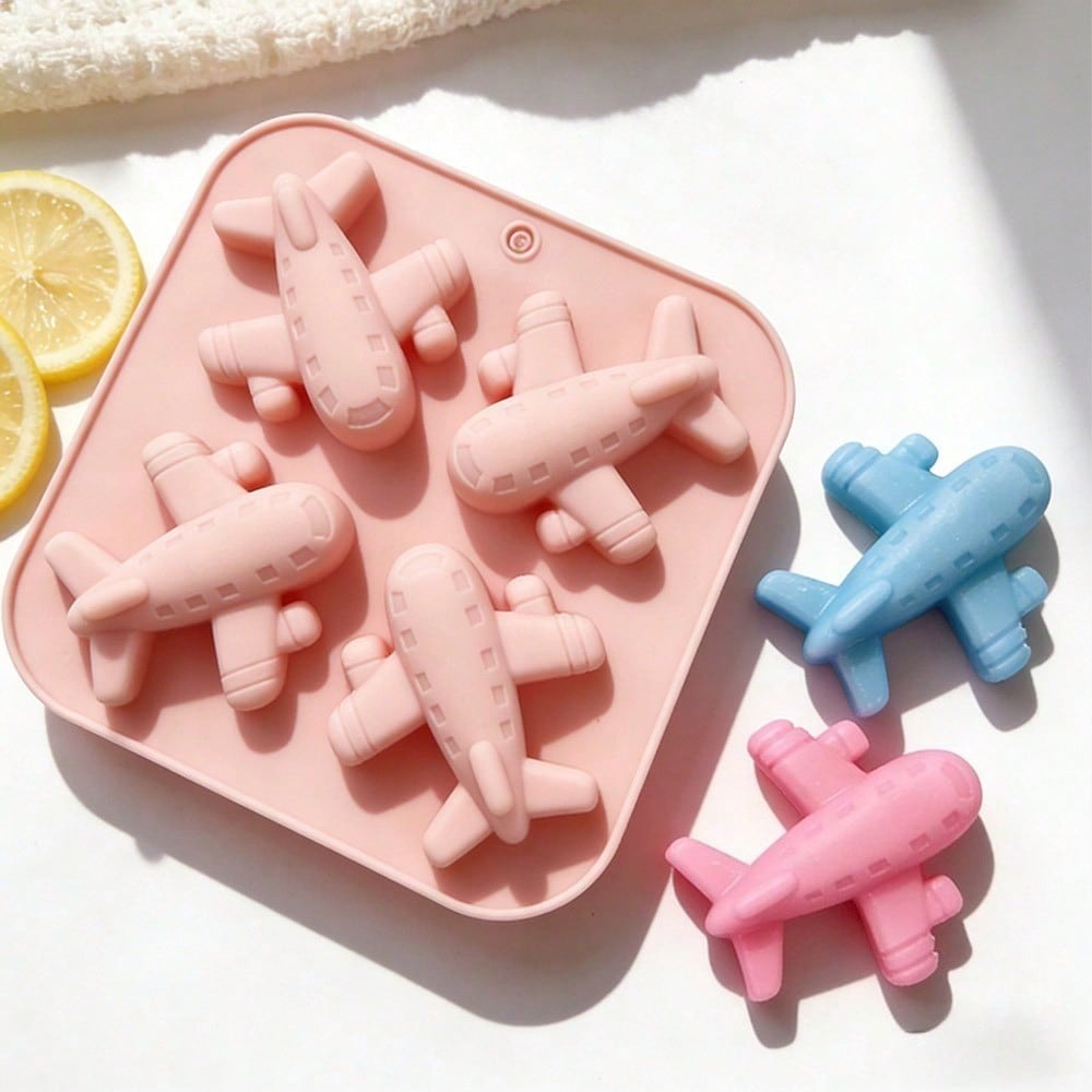Soap Making Lye - 4 Cavity Airplane Silicone Mold Cute