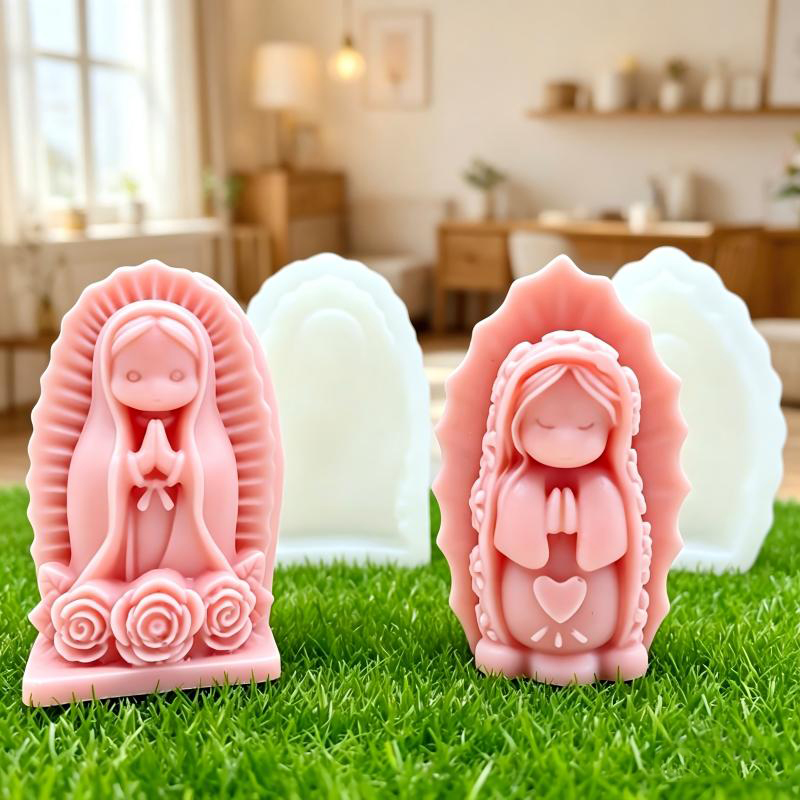 Soap Making Lye - Prayer Girl Angel Silicone Candle Mold,