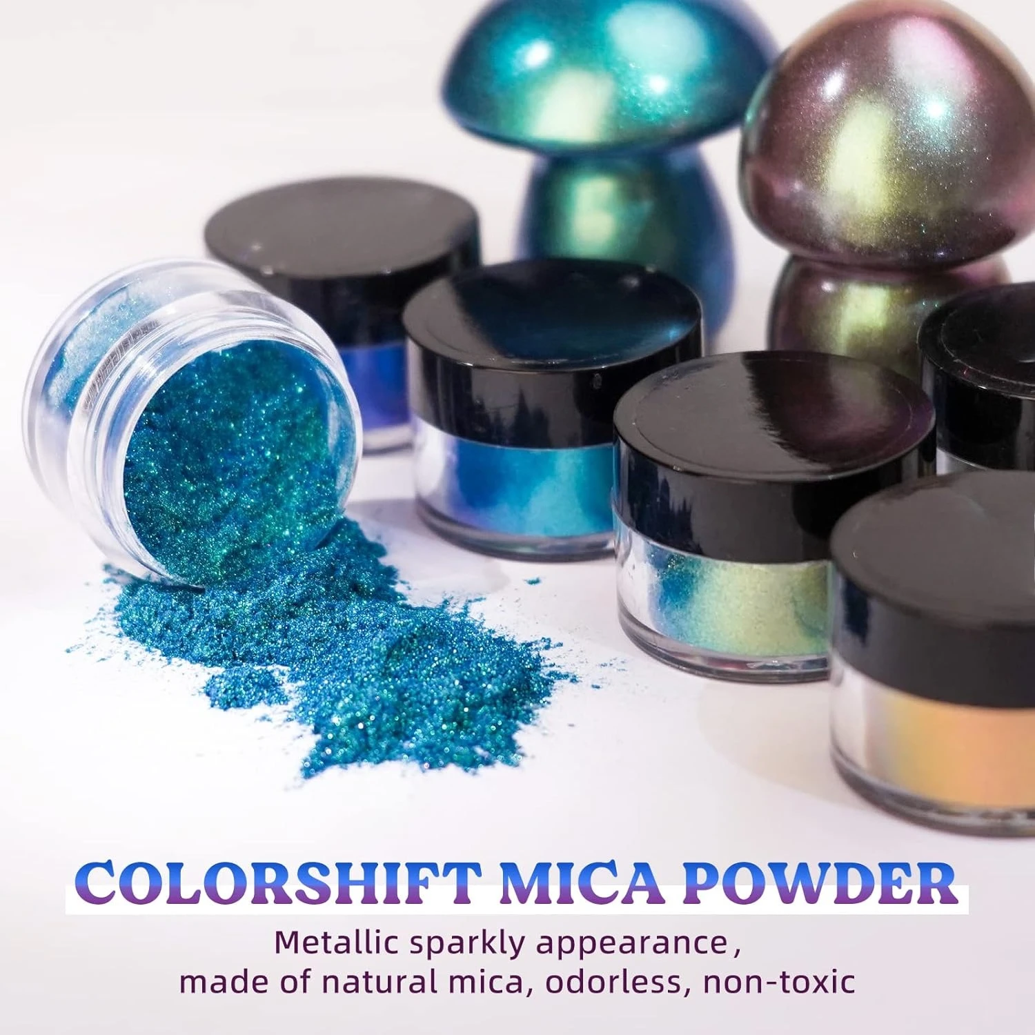 Mica Powder Colorant - 18-Color Chameleon Mica Powder: A color-changing
