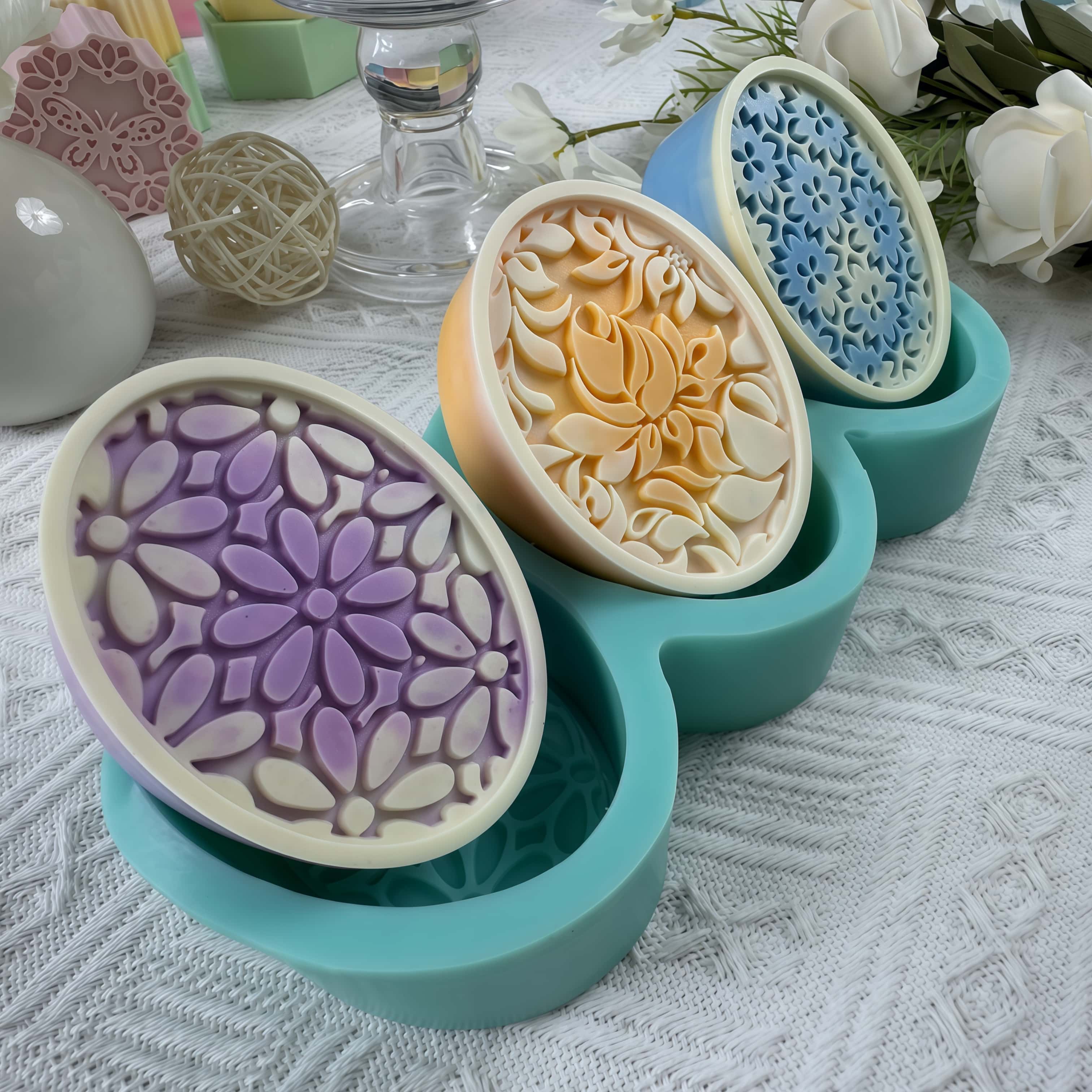 Oval Flower Soap Molds DIY Sil - Soap Making Book recension och pris