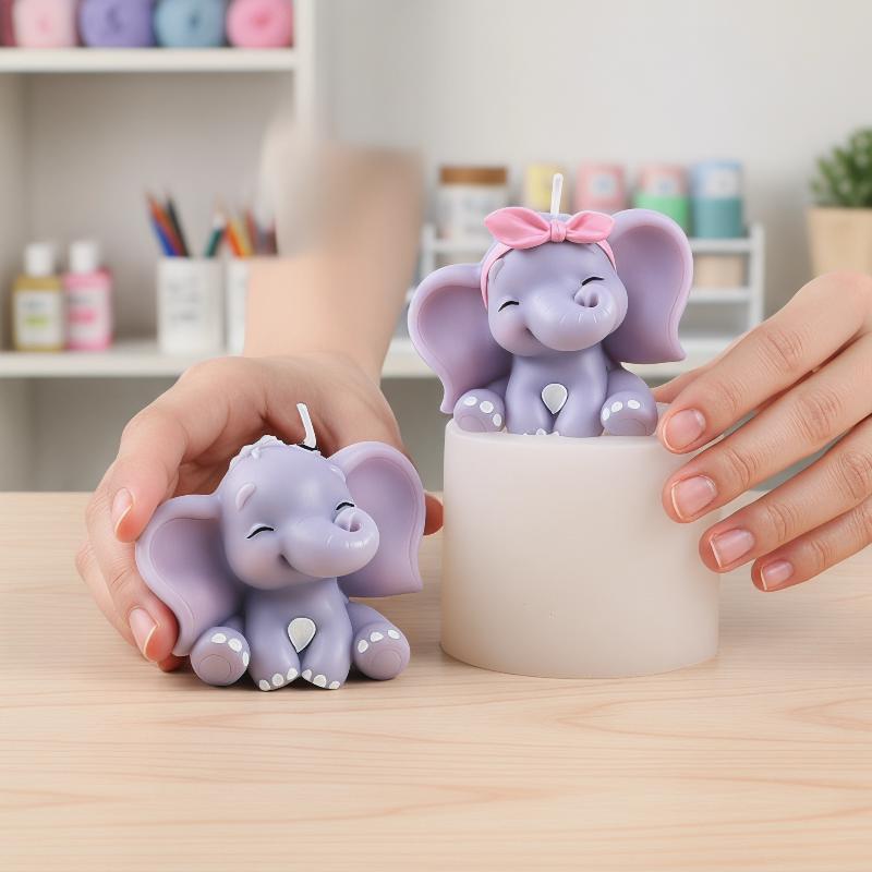 Cute 3D Elephant Silicone Cand - Soap Making Bar recension och pris